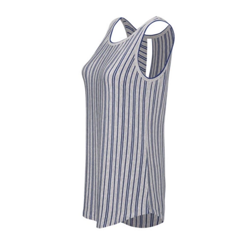 Cabi Ticker Tee, Size Small, Gray/Royal Blue - Picture 3 of 14